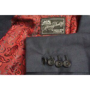 Henry Poole Savile Row Blue Woven Wool Paisley Lined 3/2 Sport Coat Jacket  41L